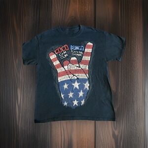 Coco Bongo Men's Black Cotton Graphic T-Shirt American Flag Short Sleeve